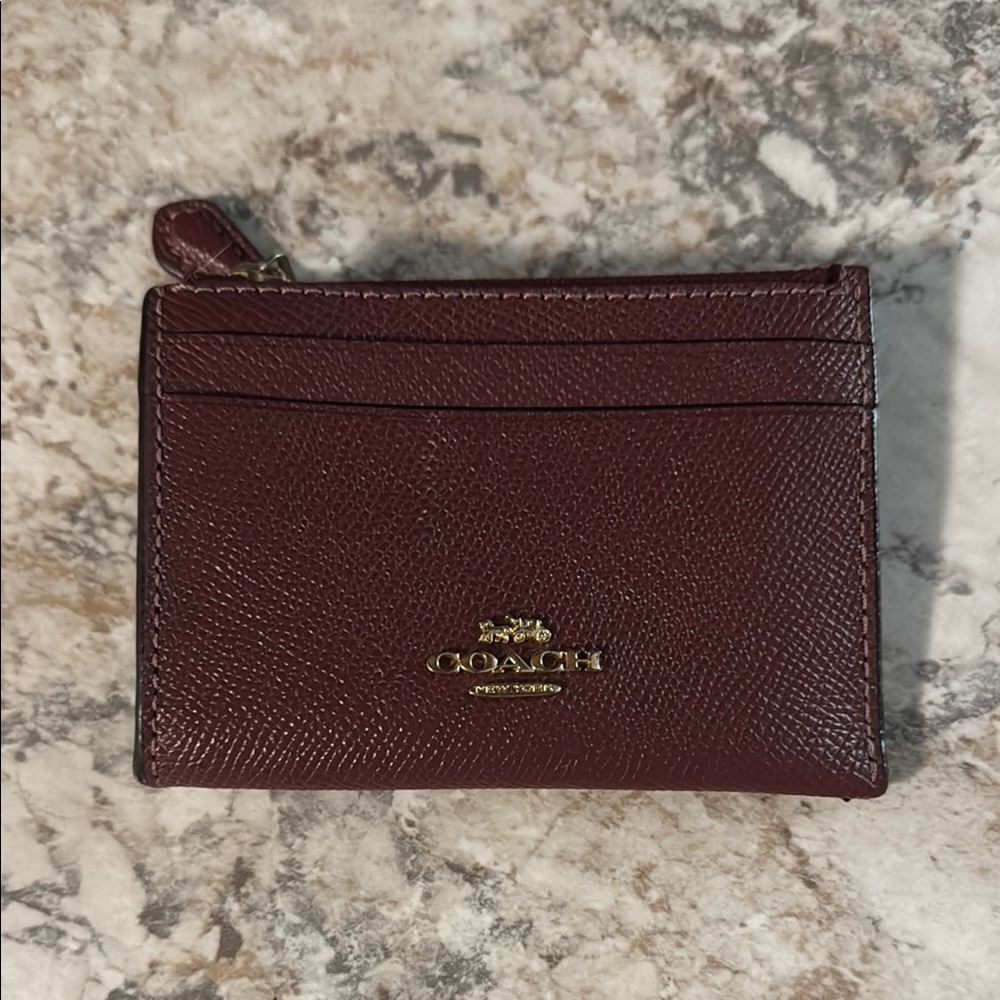 Coach Burgundy Leather Card Holder